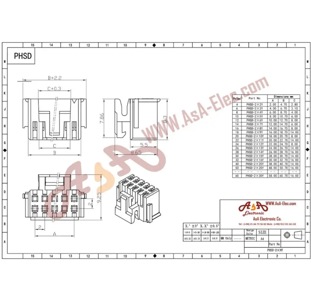 کانکتور مینیاتوری 2 میلی متر  دو ردیفه قفلدار 20 پین مادگی سفید